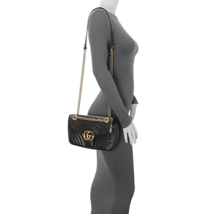 Exclusive Gucci Black Calfskin Matelasse Small GG Marmont Shoulder Bag — Alternate View 12