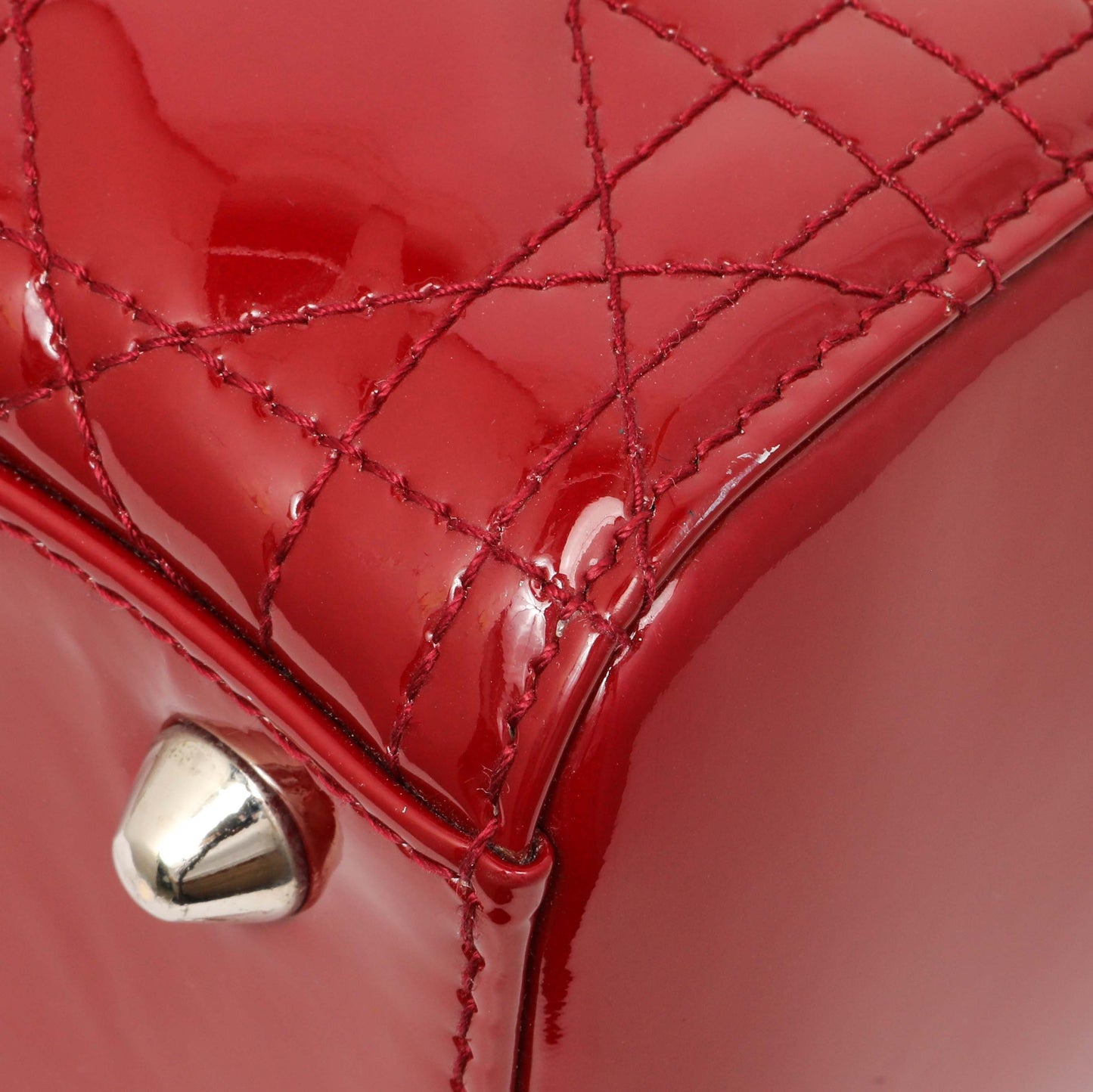Exclusive Christian Dior Red Patent Cannage Large Lady Dior — Alternate View 7