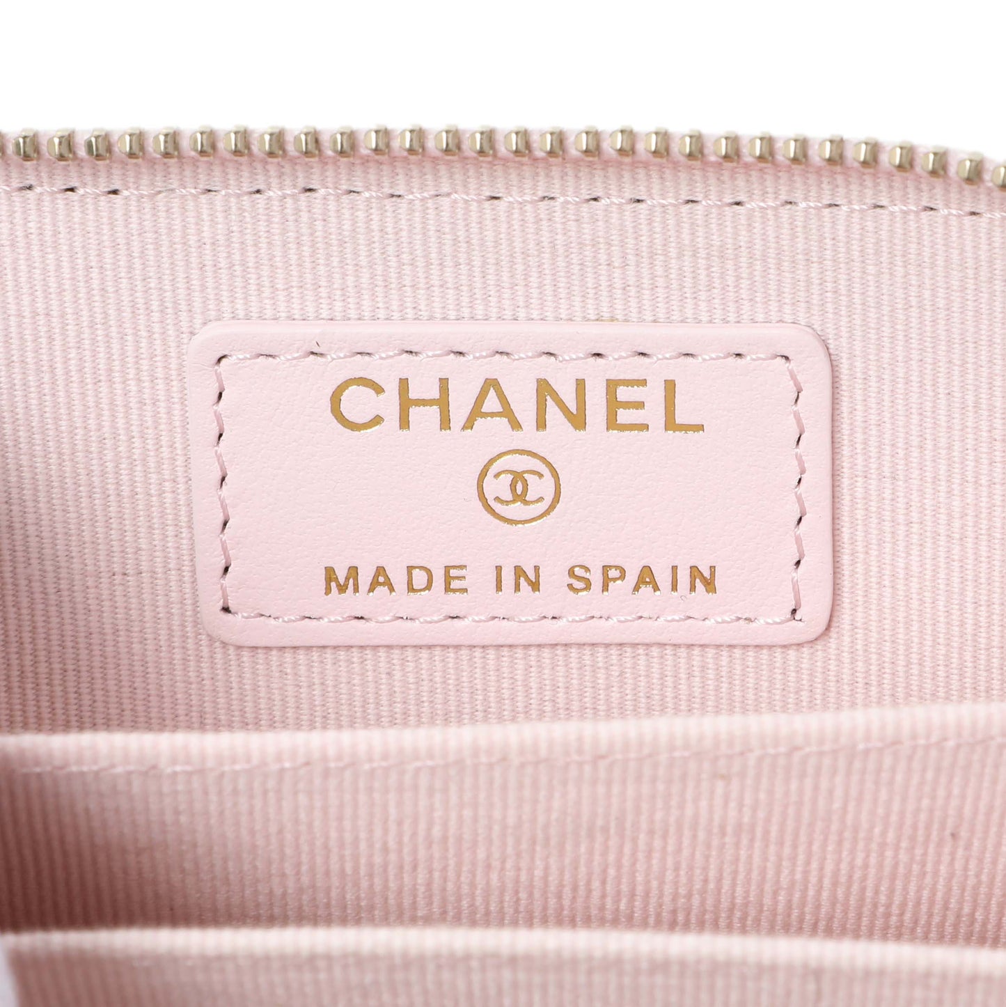 Exclusive Chanel Light Pink Quilted Caviar Zip Coin Wallet — Detail View
