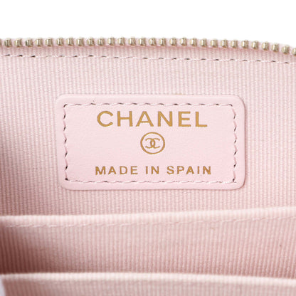 Exclusive Chanel Light Pink Quilted Caviar Zip Coin Wallet — Detail View