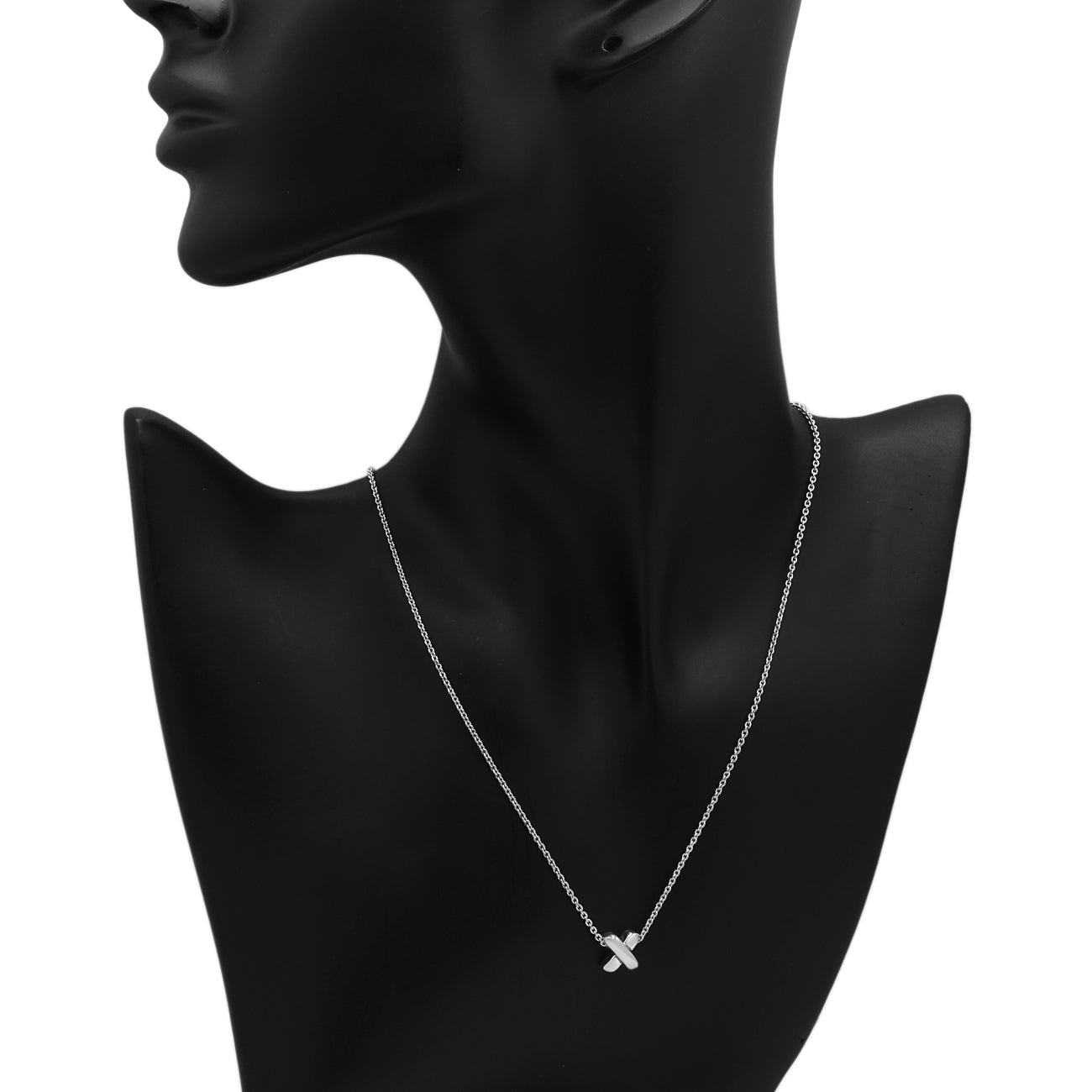 Exclusive Tiffany & Co. Sterling Silver Signature X Pendant Necklace — Detail View