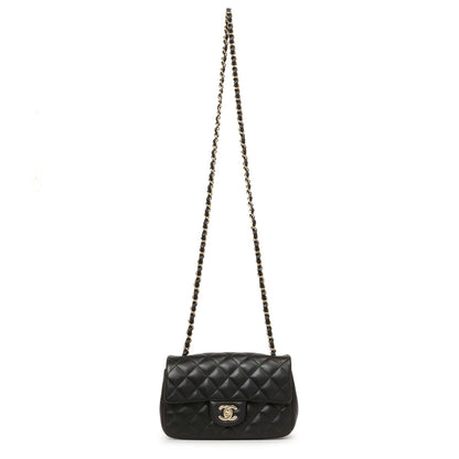 Exclusive Chanel Black Quilted Lambskin Mini Rectangular Flap — Front View