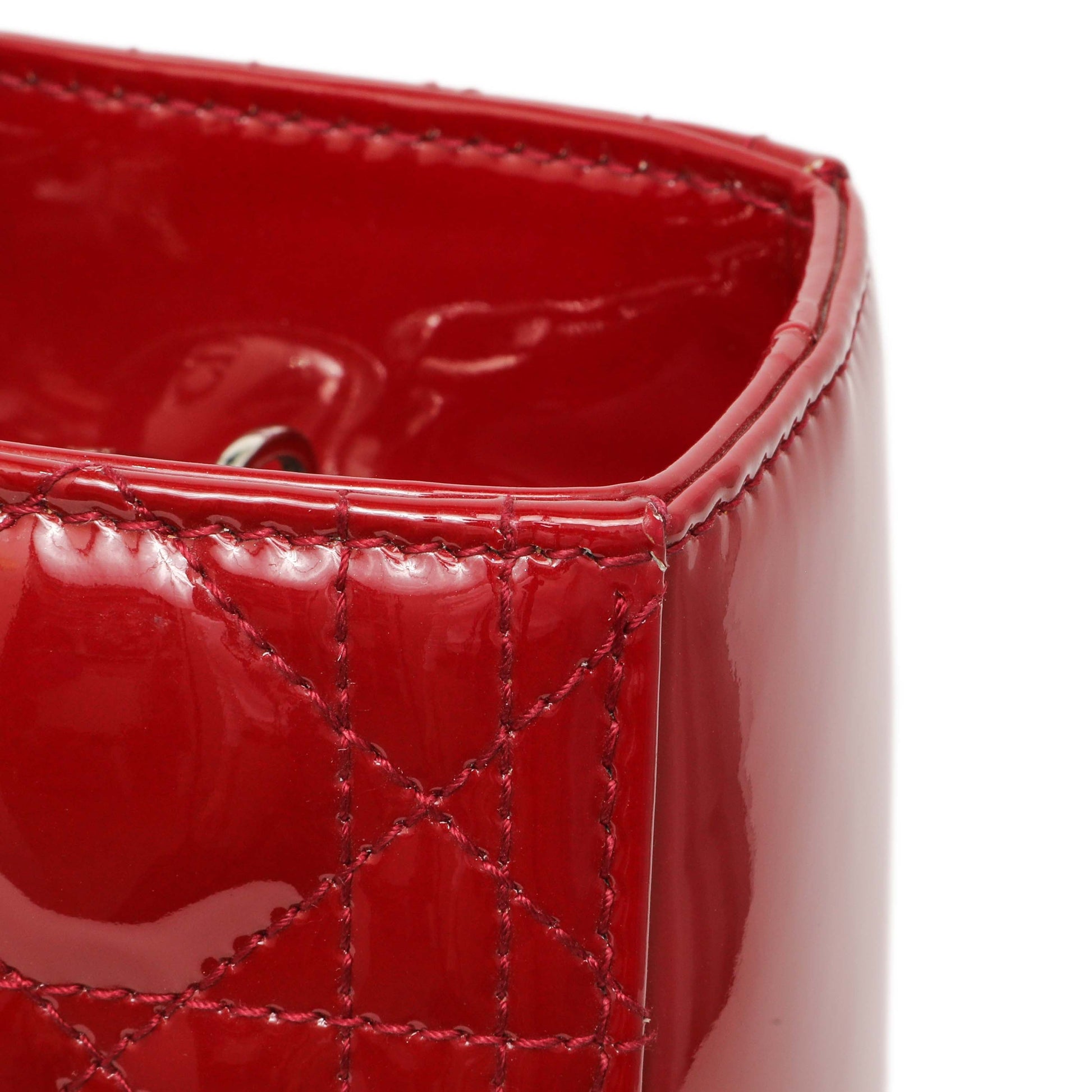 Exclusive Christian Dior Red Patent Cannage Large Lady Dior — Alternate View 11