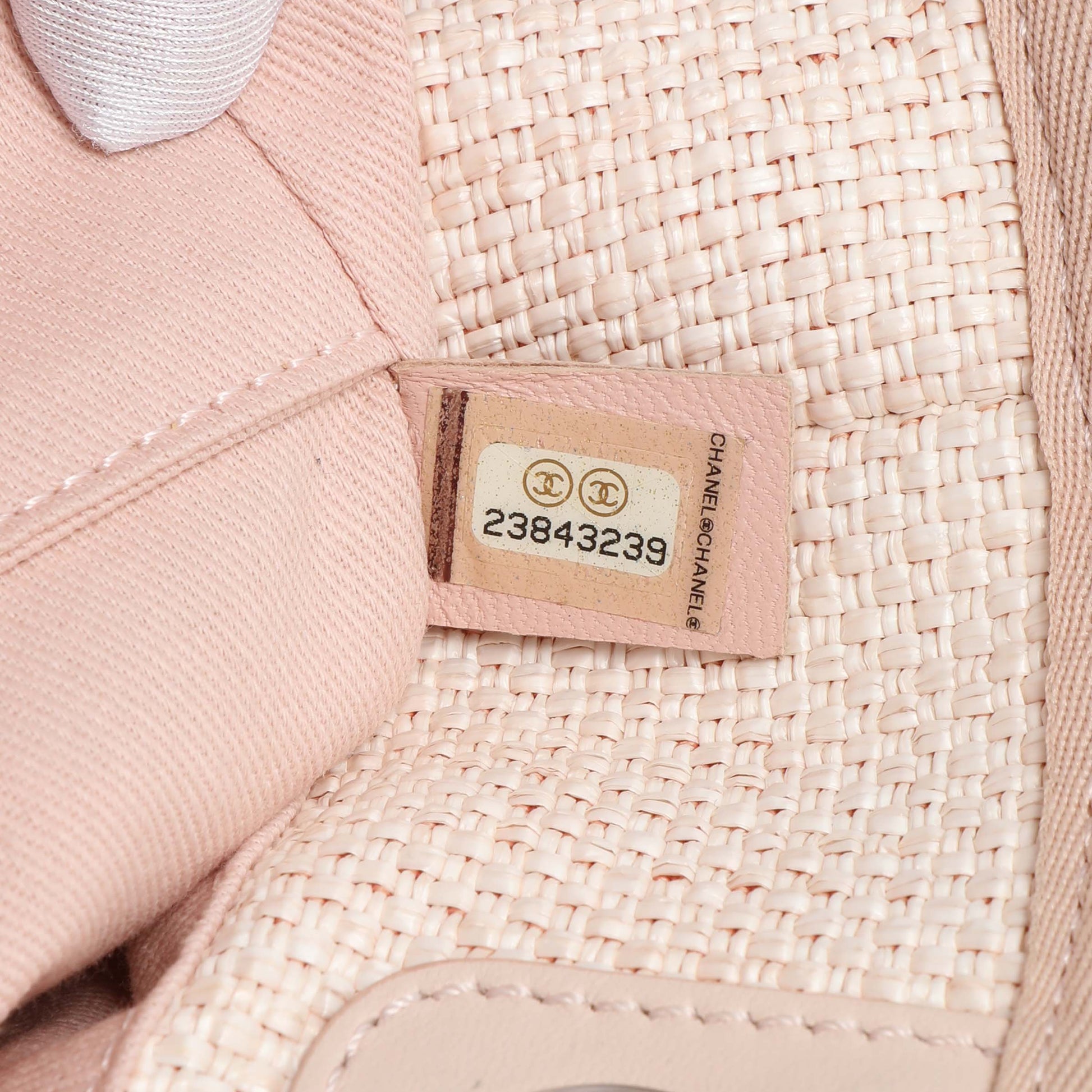 Exclusive Chanel Light Pink Woven Straw Raffia Small Deauville Tote — Lifestyle View