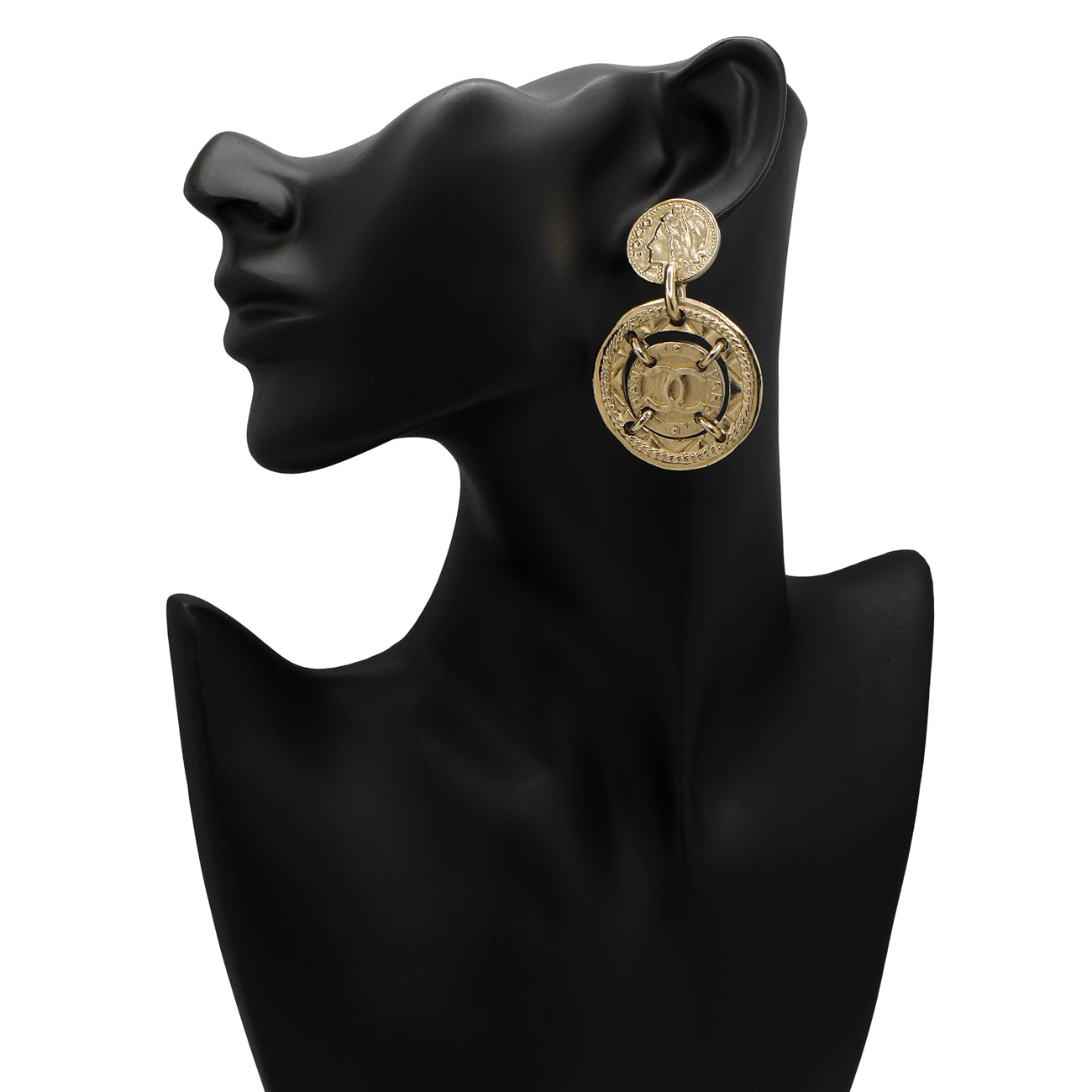 Exclusive Chanel Round CC Coin Clip On Earrings — Back View
