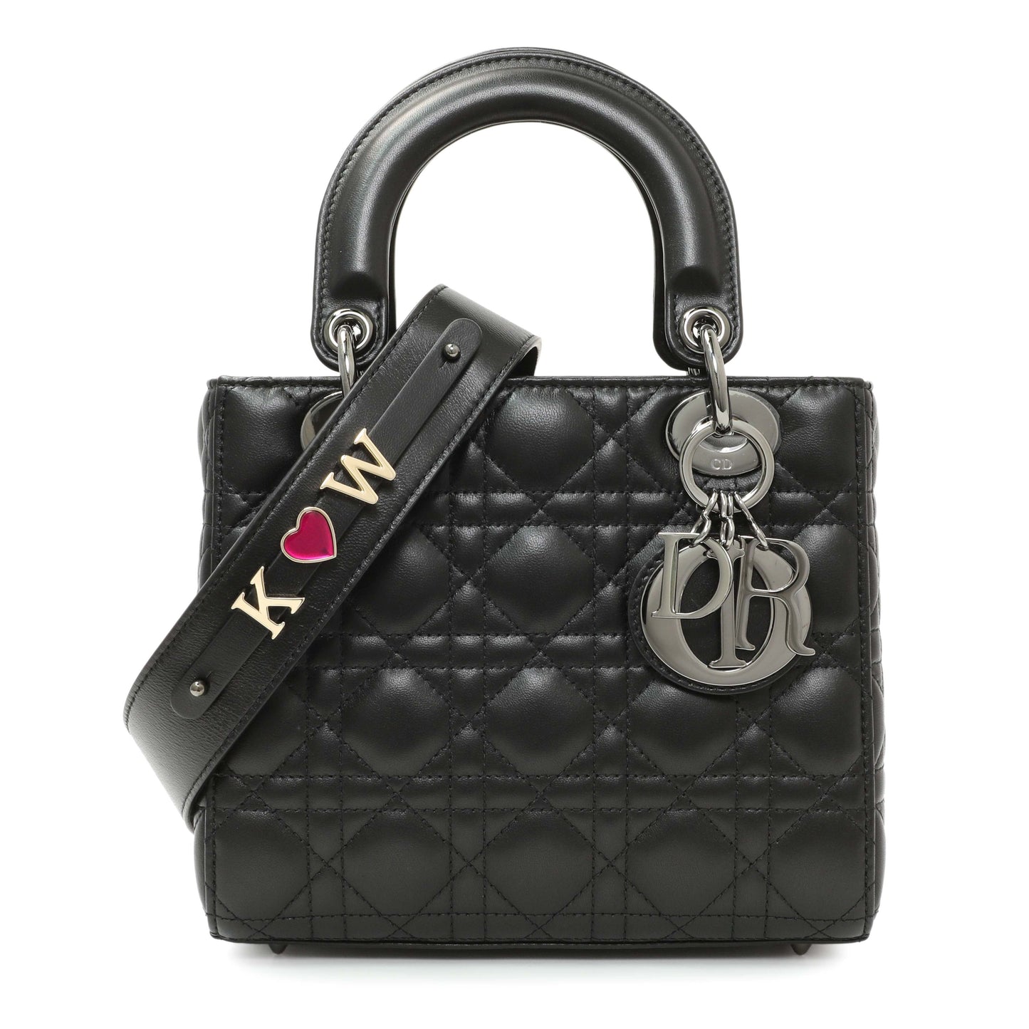 Exclusive Christian Dior Black Lambskin Cannage Small My ABCDior Lady Dior — Front View