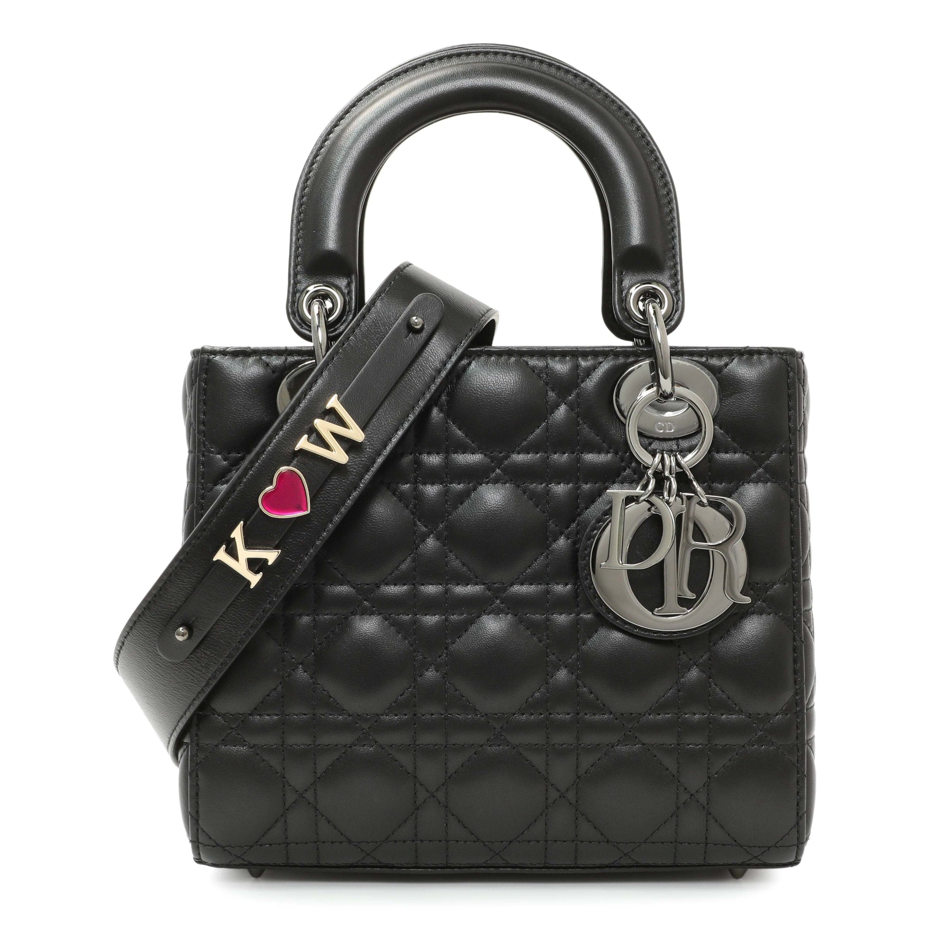 Exclusive Christian Dior Black Lambskin Cannage Small My ABCDior Lady Dior — Front View