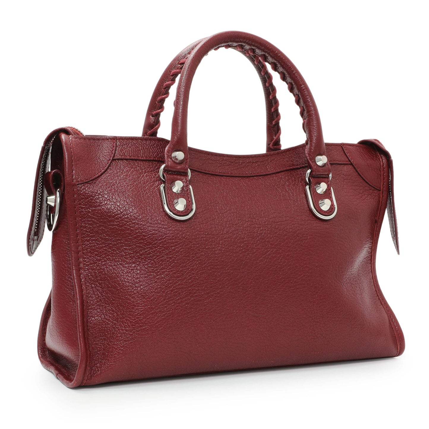 Exclusive Balenciaga Burgundy Chevre Metallic Edge Hardware S City — Side View