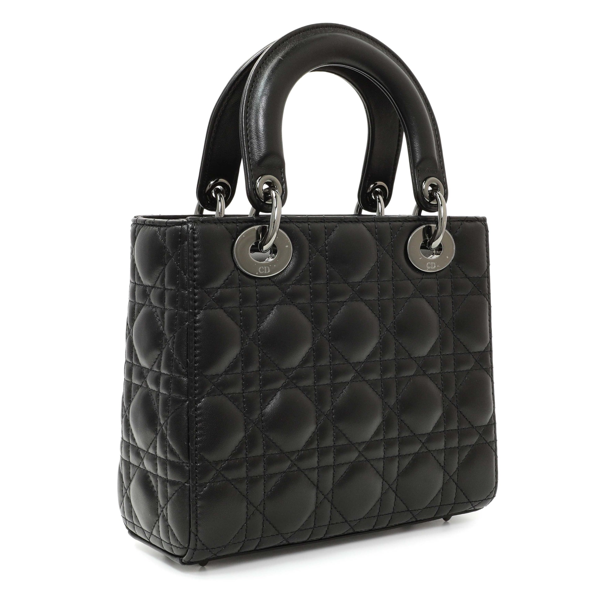 Exclusive Christian Dior Black Lambskin Cannage Small My ABCDior Lady Dior — Side View