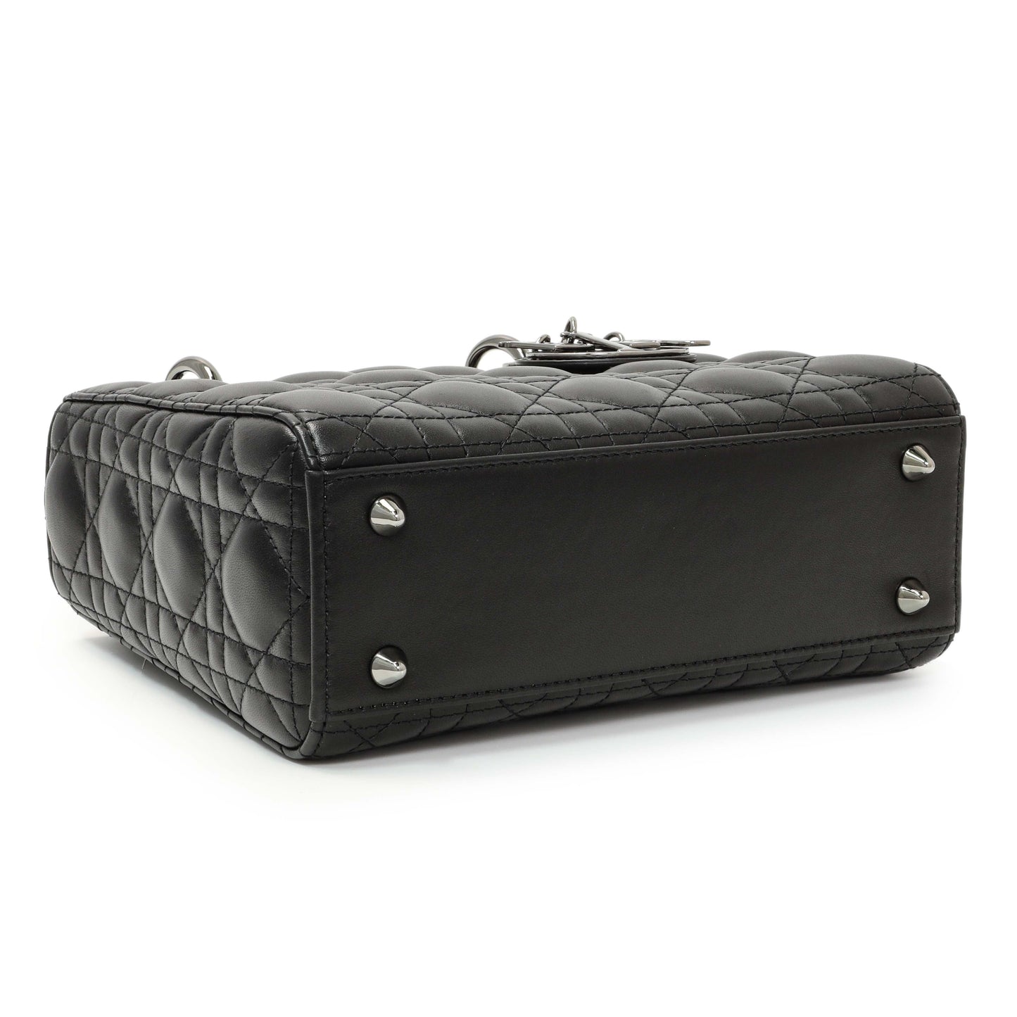 Exclusive Christian Dior Black Lambskin Cannage Small My ABCDior Lady Dior — Back View