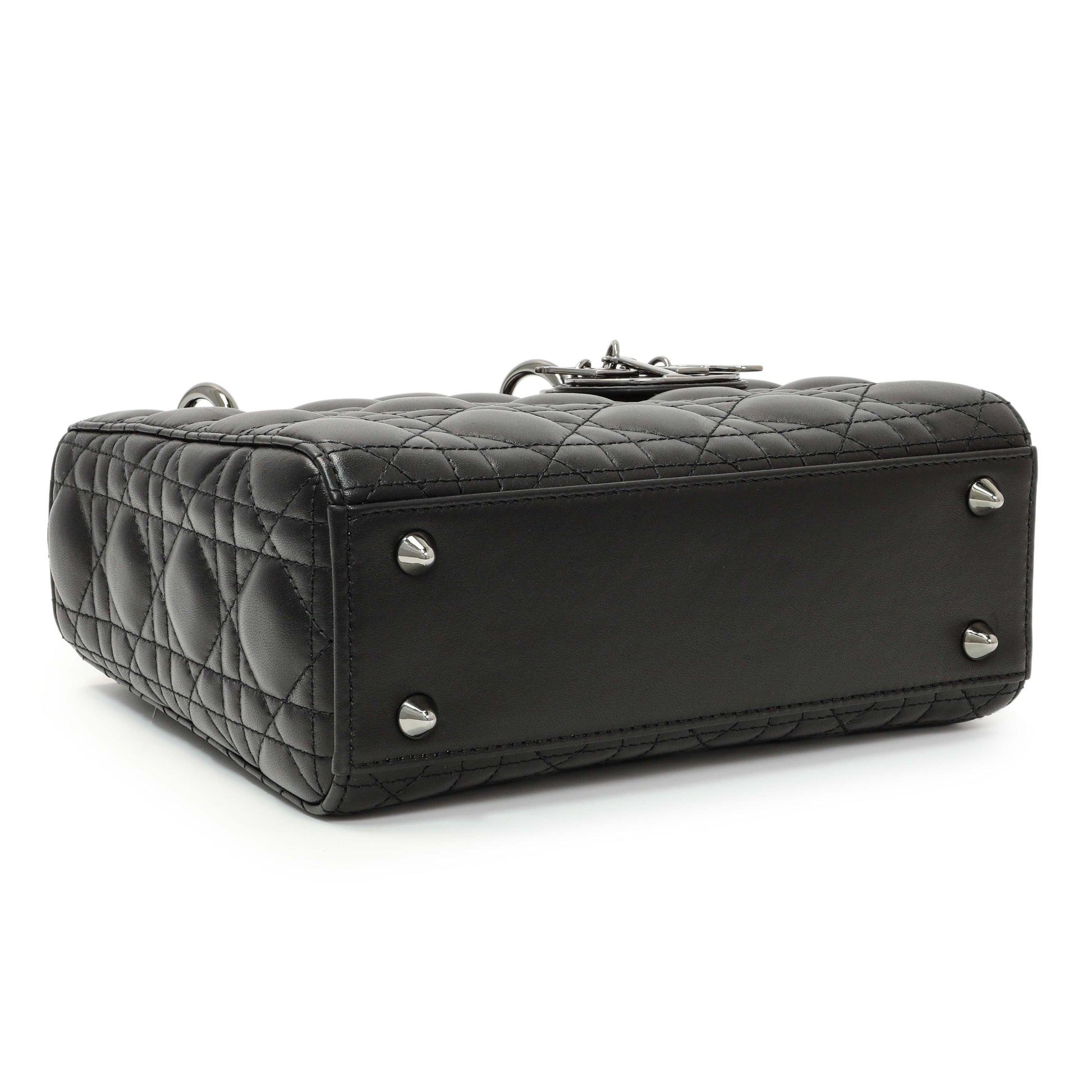 Exclusive Christian Dior Black Lambskin Cannage Small My ABCDior Lady Dior — Back View
