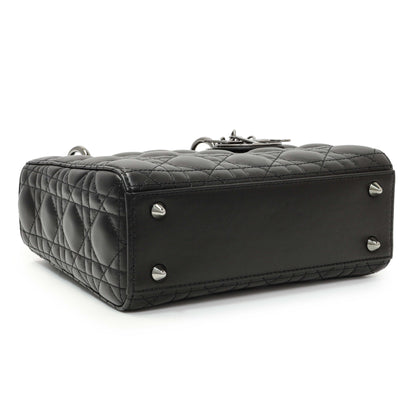 Exclusive Christian Dior Black Lambskin Cannage Small My ABCDior Lady Dior — Back View