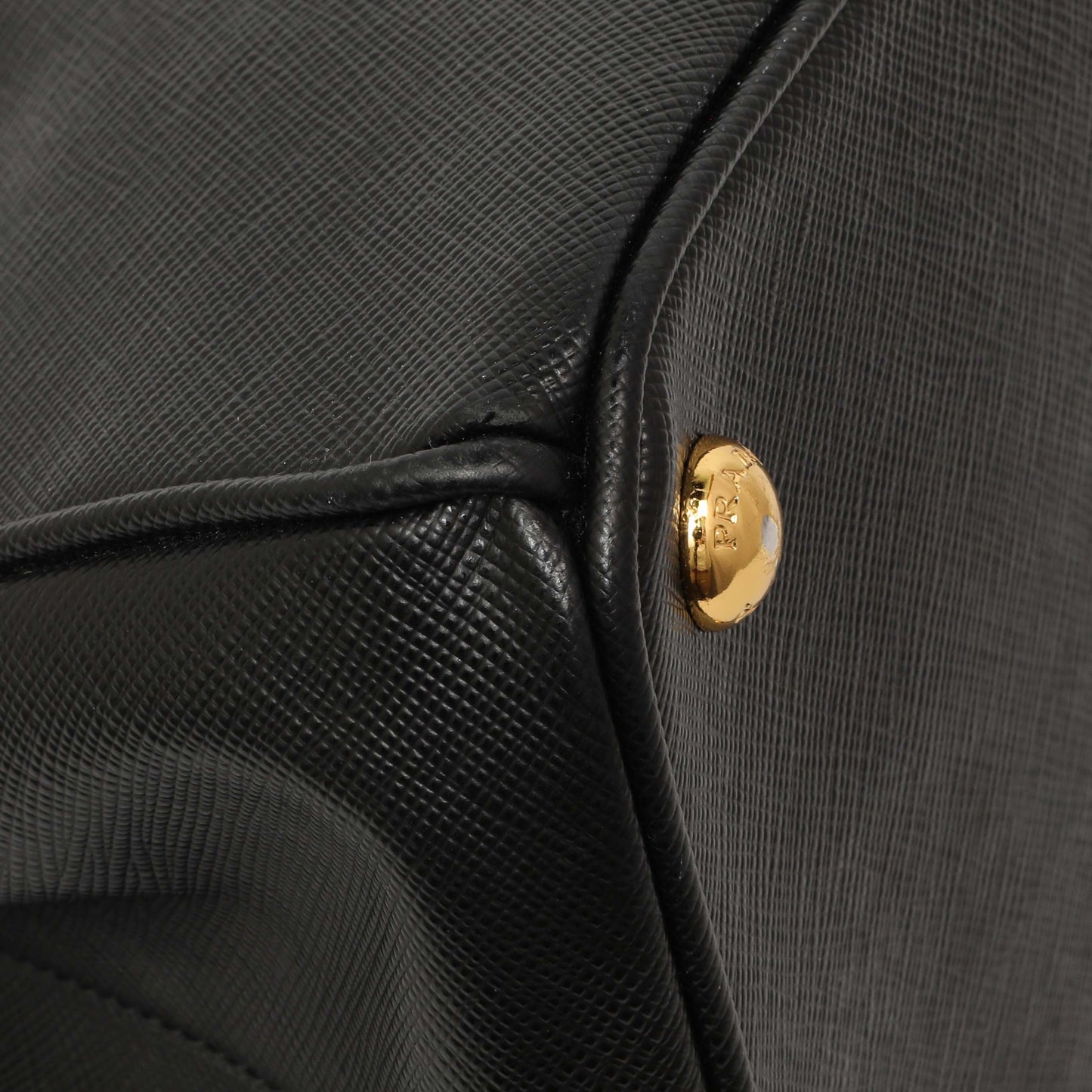 Exclusive Prada Black Saffiano Small Galleria Double Zip Tote — Top View