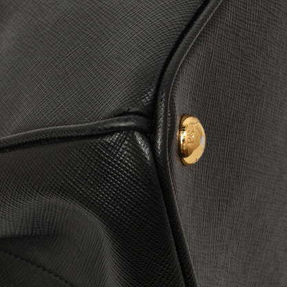 Exclusive Prada Black Saffiano Small Galleria Double Zip Tote — Top View