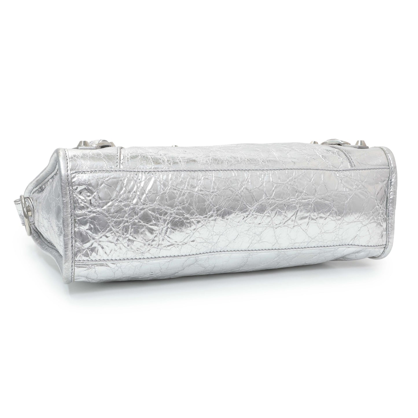 Exclusive Balenciaga Silver Agneau Small Le City — Back View