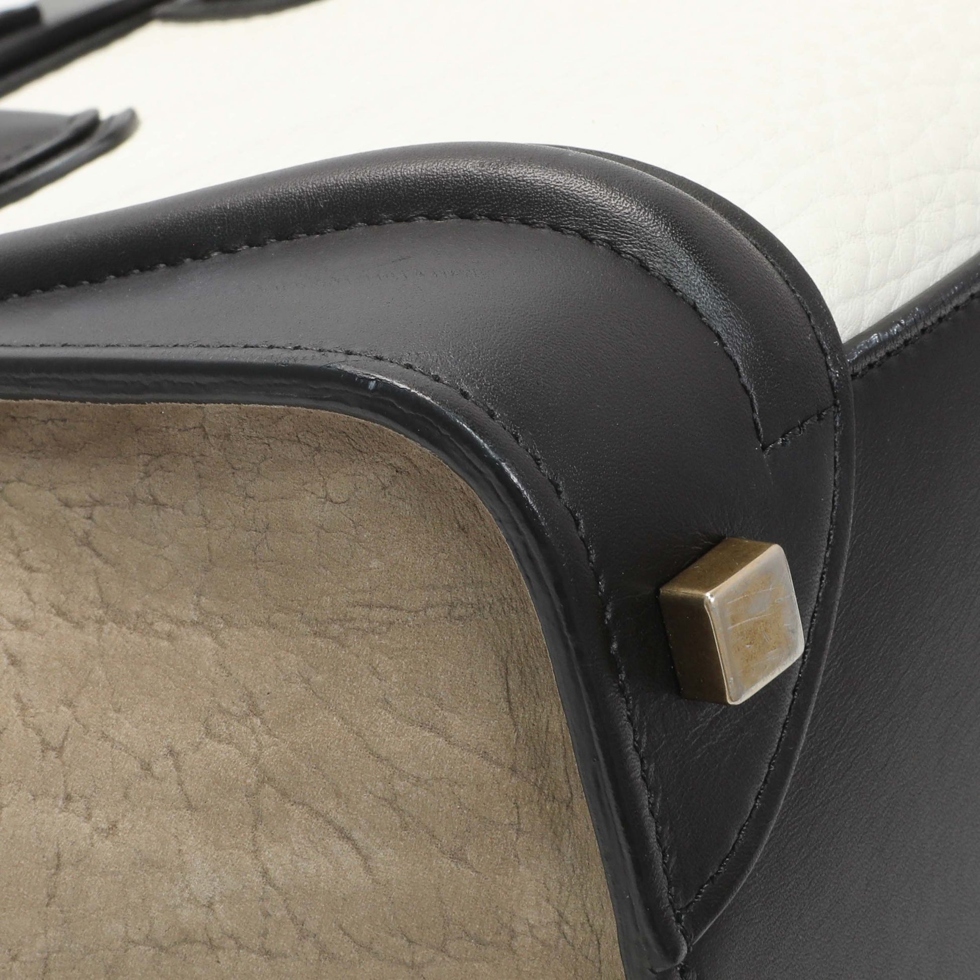 Exclusive Celine Tricolor Calfskin Suede Micro Luggage Tote — Lifestyle View