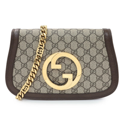 Exclusive Gucci GG Supreme Monogram Textured Dollar Calfskin Blondie Chain Shoulder Flap — Front View