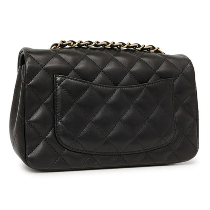 Exclusive Chanel Black Quilted Lambskin Mini Rectangular Flap — Back View