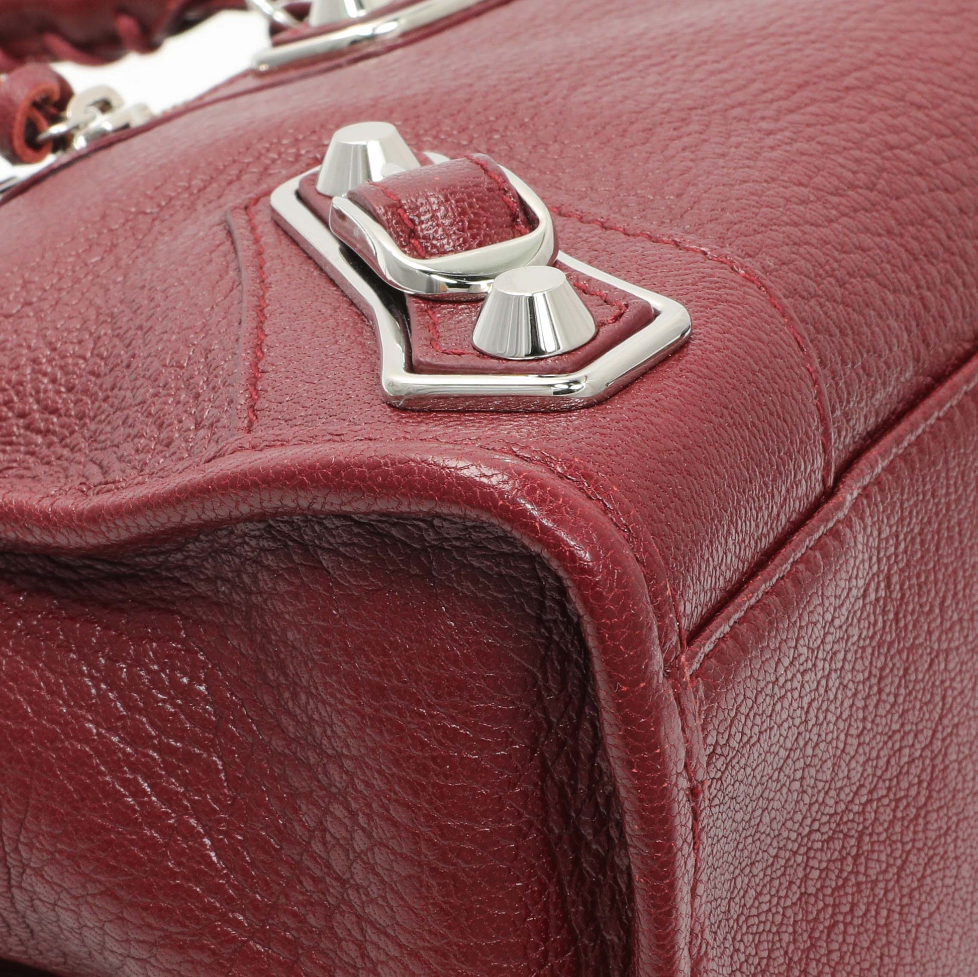 Exclusive Balenciaga Burgundy Chevre Metallic Edge Hardware S City — Top View