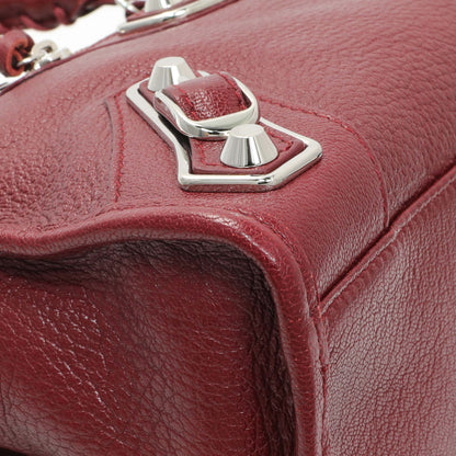 Exclusive Balenciaga Burgundy Chevre Metallic Edge Hardware S City — Top View