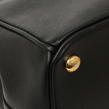 Exclusive Prada Black Saffiano Small Galleria Double Zip Tote — Lifestyle View