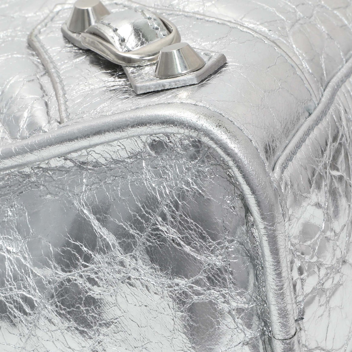 Exclusive Balenciaga Silver Agneau Small Le City — Top View