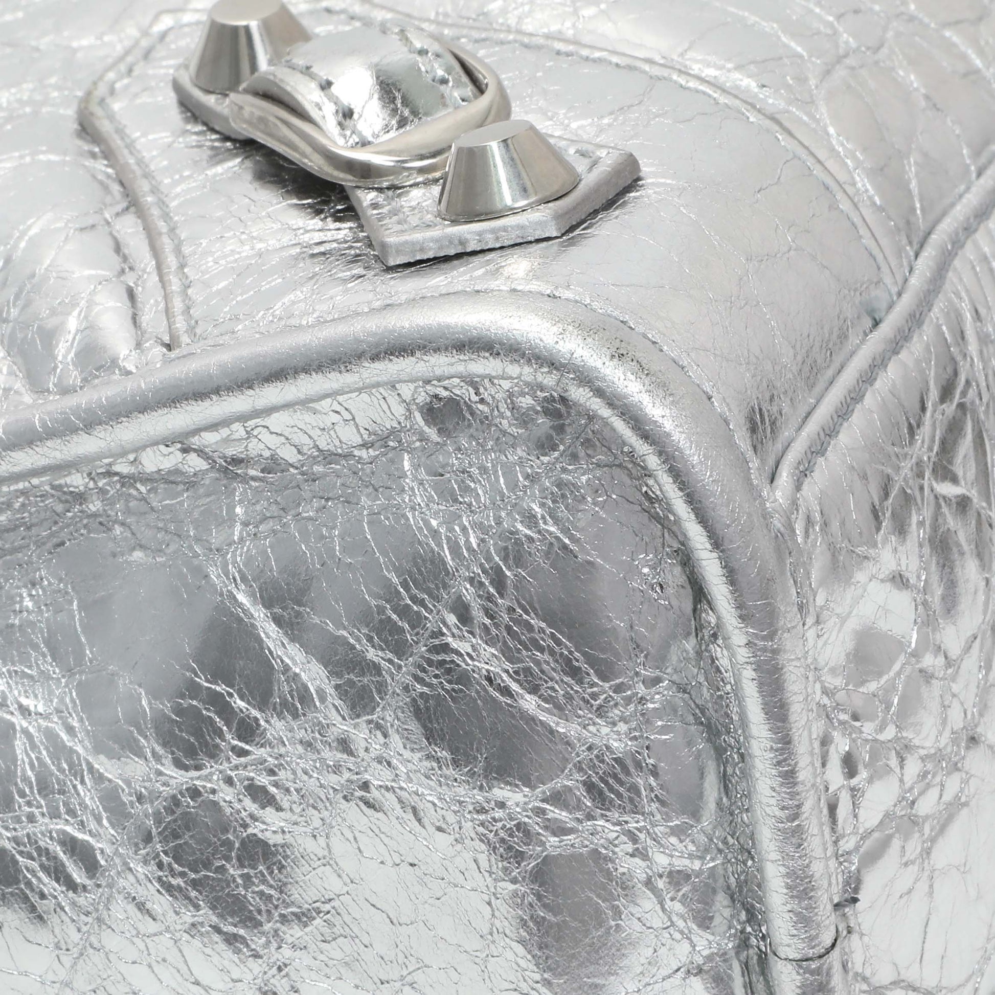 Exclusive Balenciaga Silver Agneau Small Le City — Top View