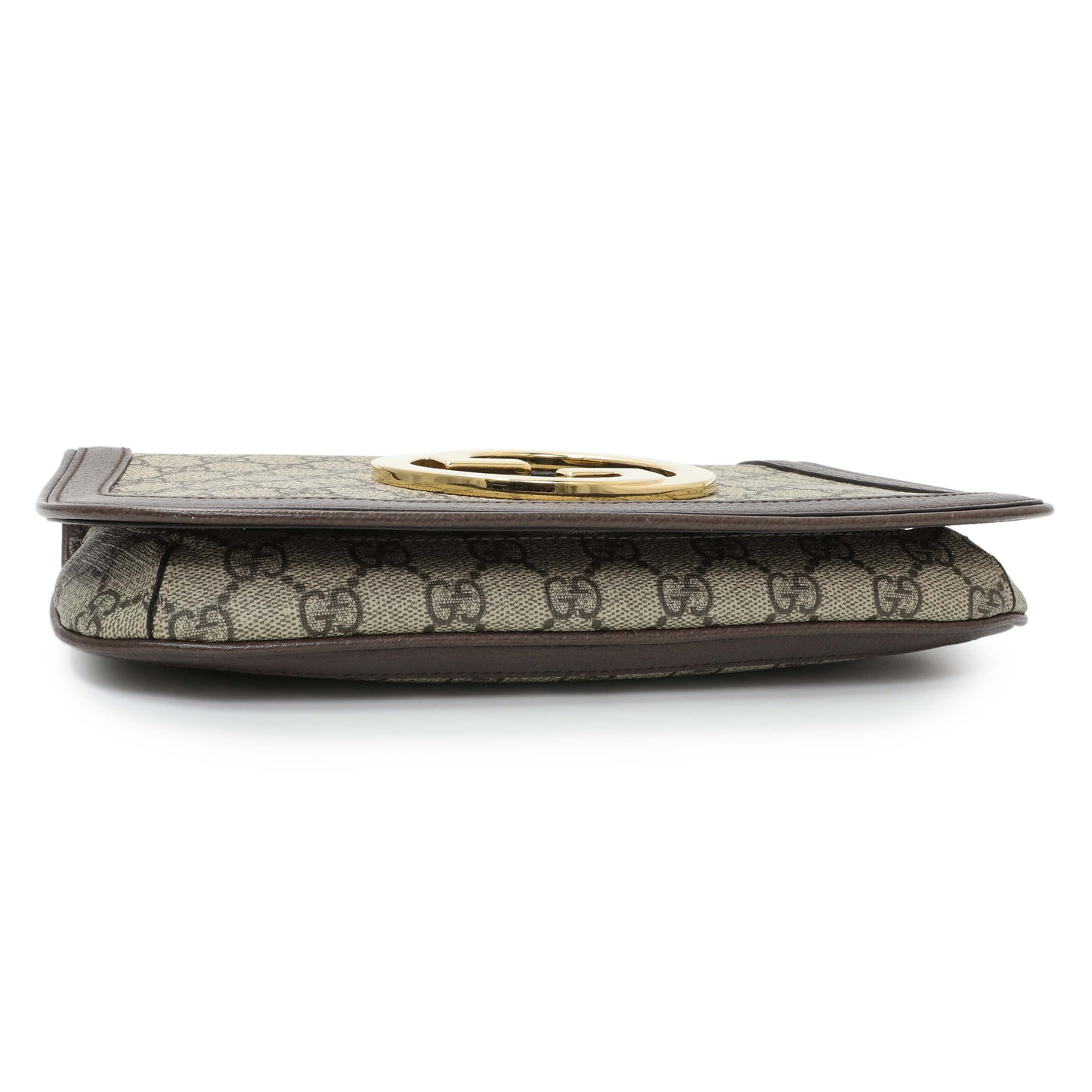 Exclusive Gucci GG Supreme Monogram Textured Dollar Calfskin Blondie Chain Shoulder Flap — Back View