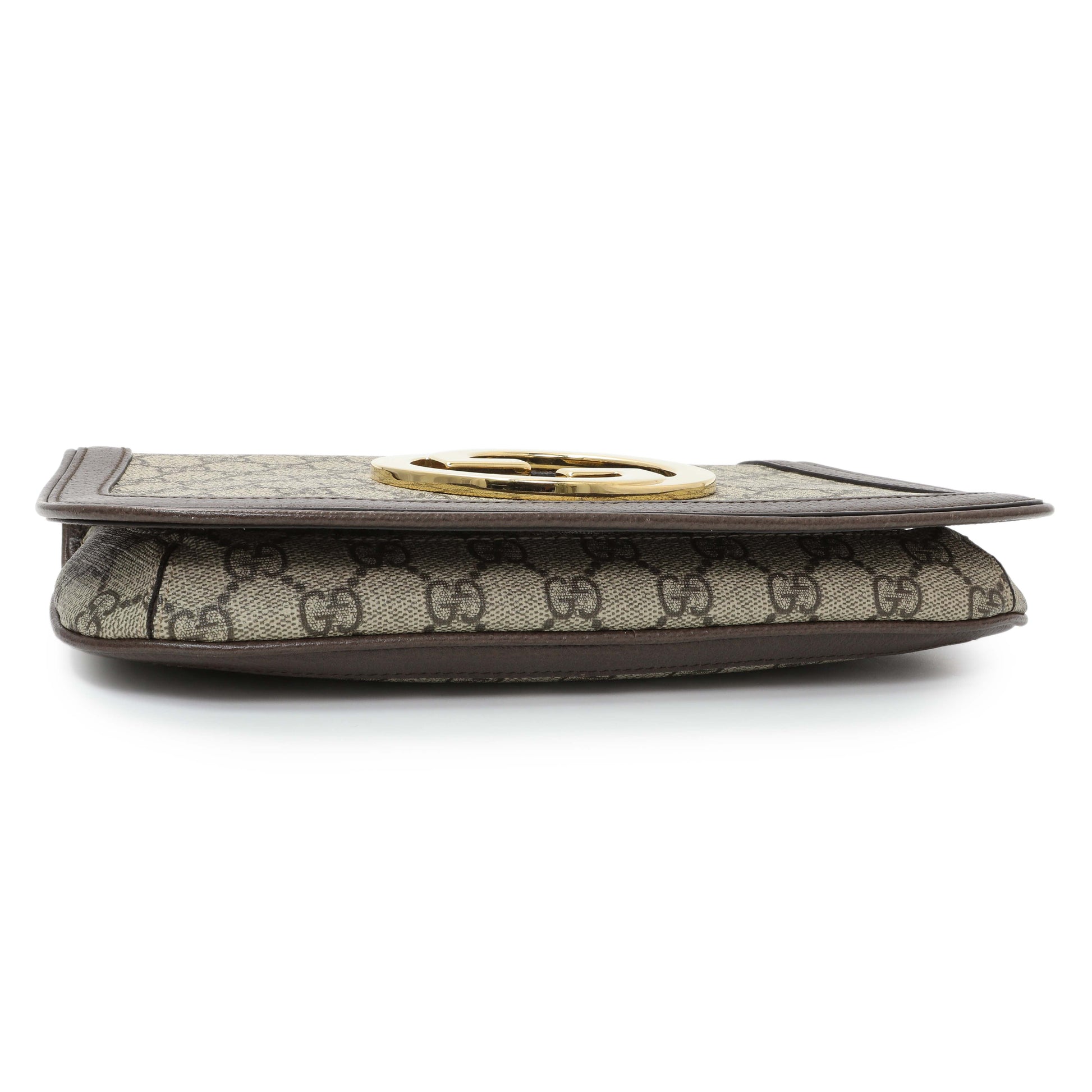 Exclusive Gucci GG Supreme Monogram Textured Dollar Calfskin Blondie Chain Shoulder Flap — Back View