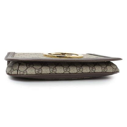 Exclusive Gucci GG Supreme Monogram Textured Dollar Calfskin Blondie Chain Shoulder Flap — Back View