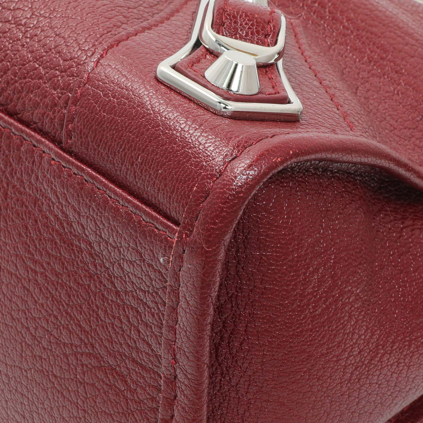 Exclusive Balenciaga Burgundy Chevre Metallic Edge Hardware S City — Detail View