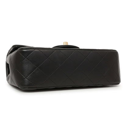 Exclusive Chanel Black Quilted Lambskin Mini Rectangular Flap — Top View