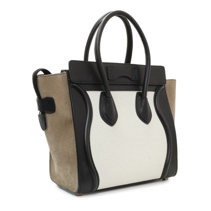 Exclusive Celine Tricolor Calfskin Suede Micro Luggage Tote — Side View
