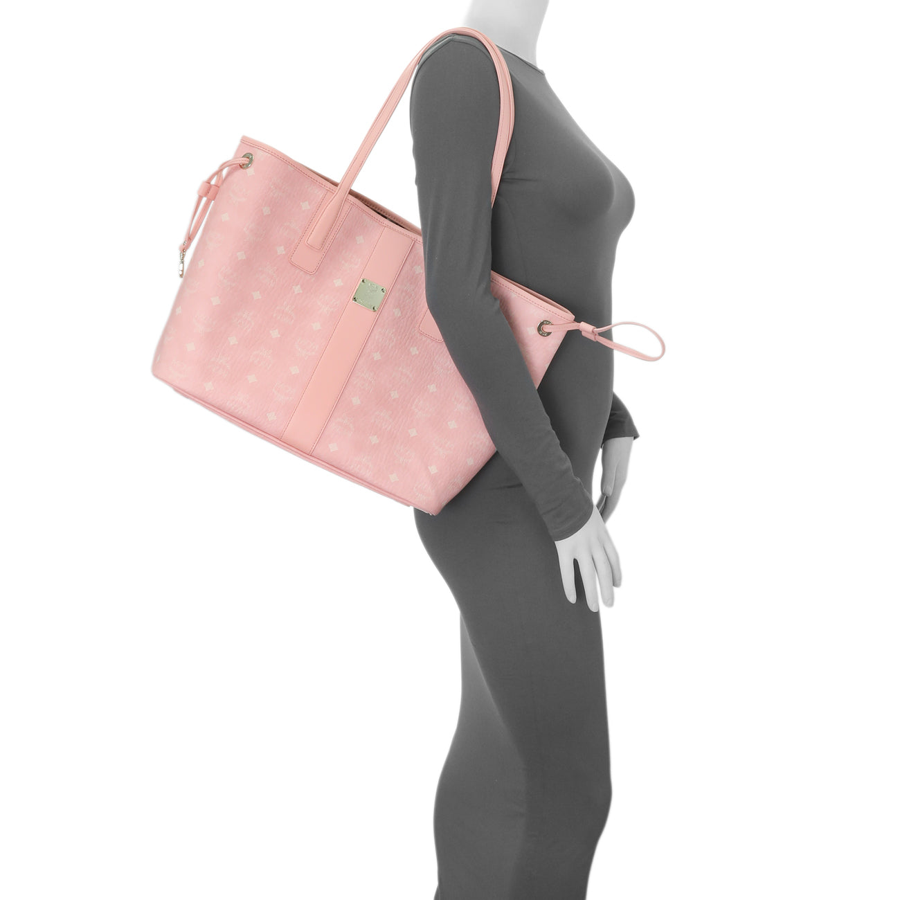 Exclusive MCM Pink Visetos Medium Liz Reversible Shopper Tote — Detail View