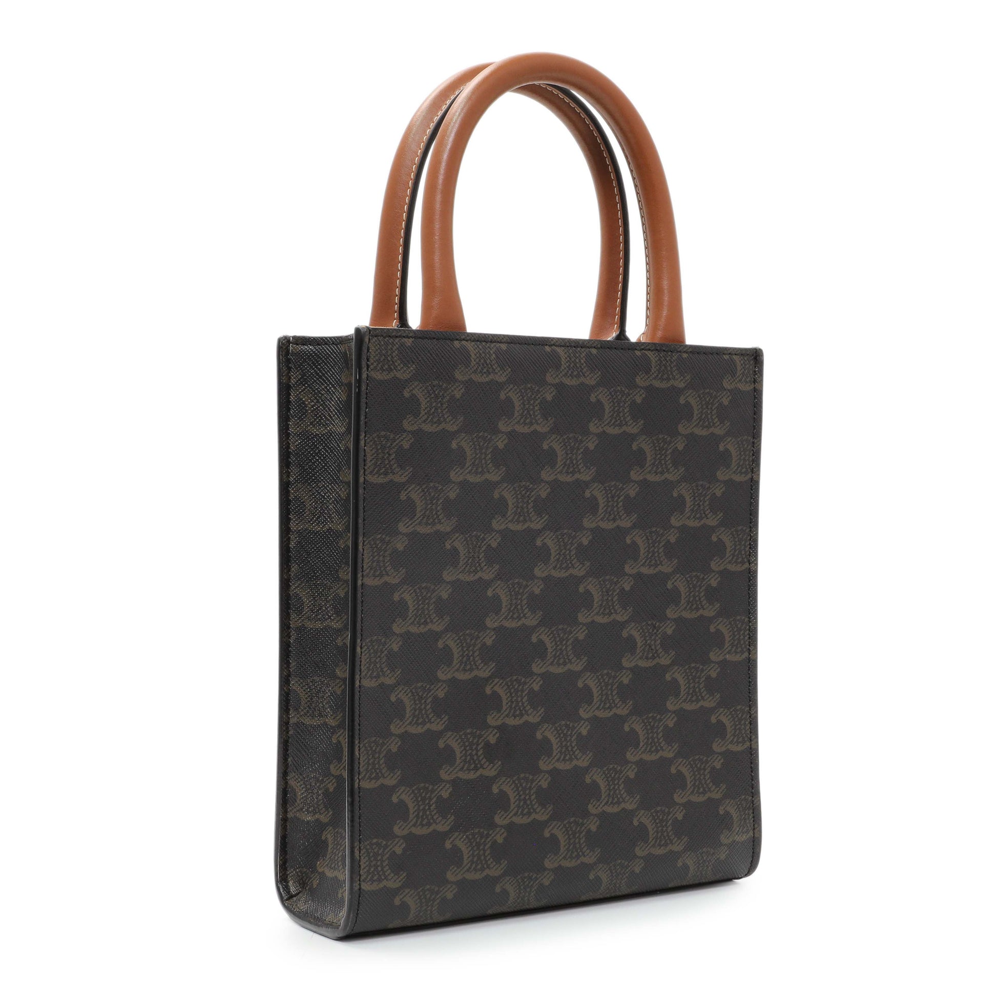 Exclusive Celine Triomphe Canvas Calfskin Mini Vertical Cabas — Side View