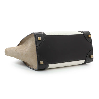 Exclusive Celine Tricolor Calfskin Suede Micro Luggage Tote — Back View