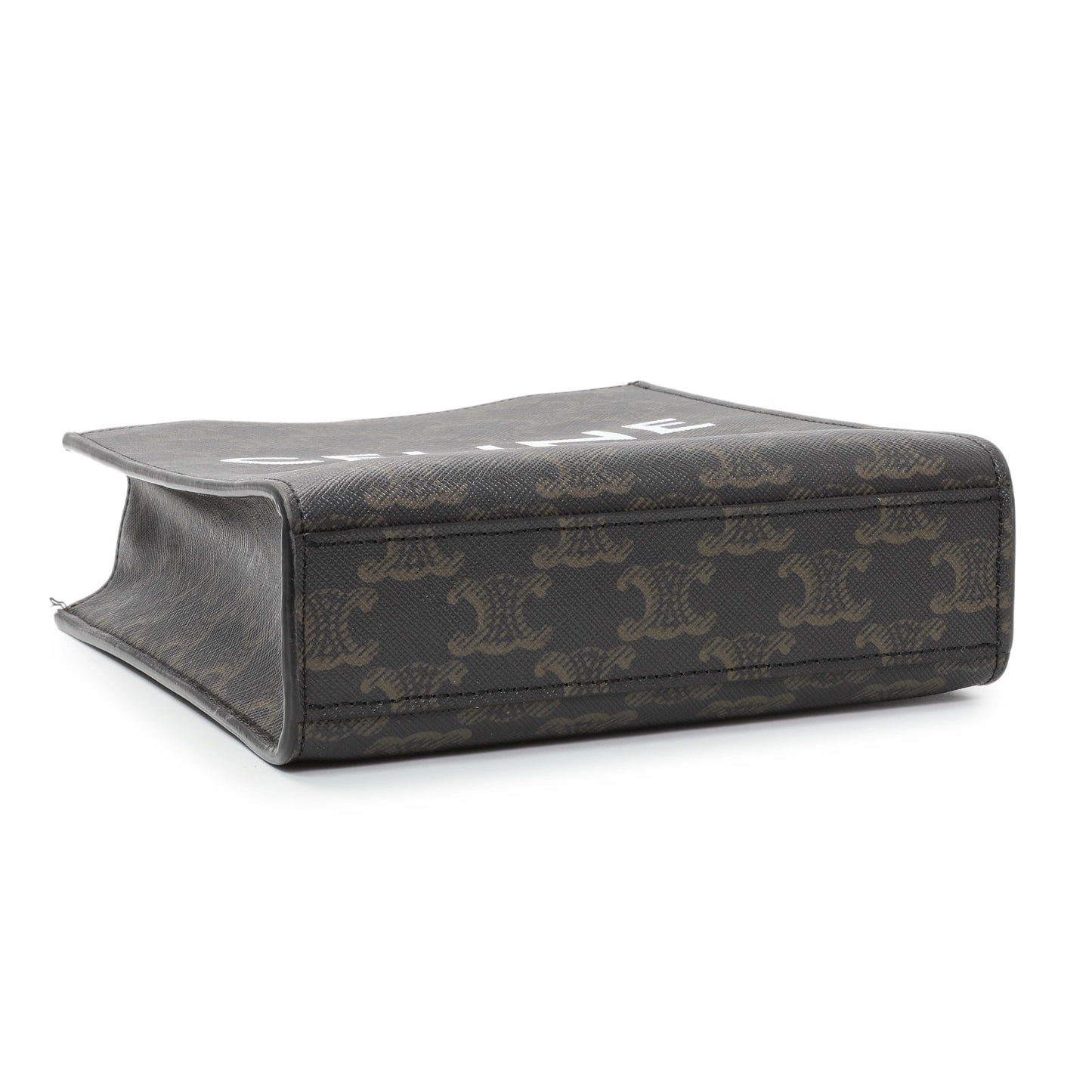Exclusive Celine Triomphe Canvas Calfskin Mini Vertical Cabas — Back View