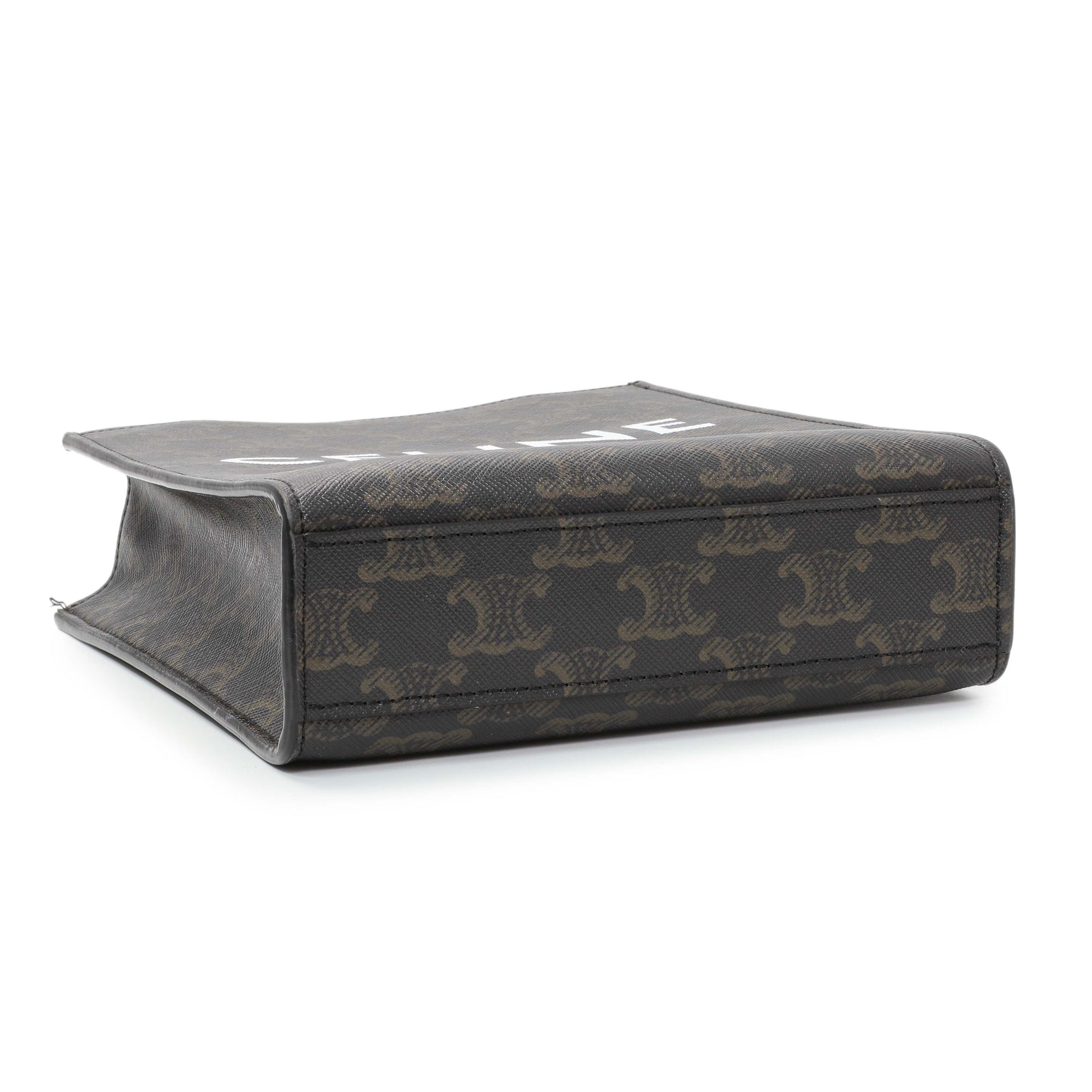 Exclusive Celine Triomphe Canvas Calfskin Mini Vertical Cabas — Back View