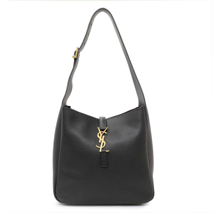Exclusive Saint Laurent Black Calfskin Small Le 5 A 7 Soft Hobo — Front View