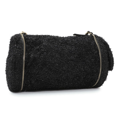 Exclusive Chanel Black Tweed Coco Beach Expandable Barrel Bag — Side View