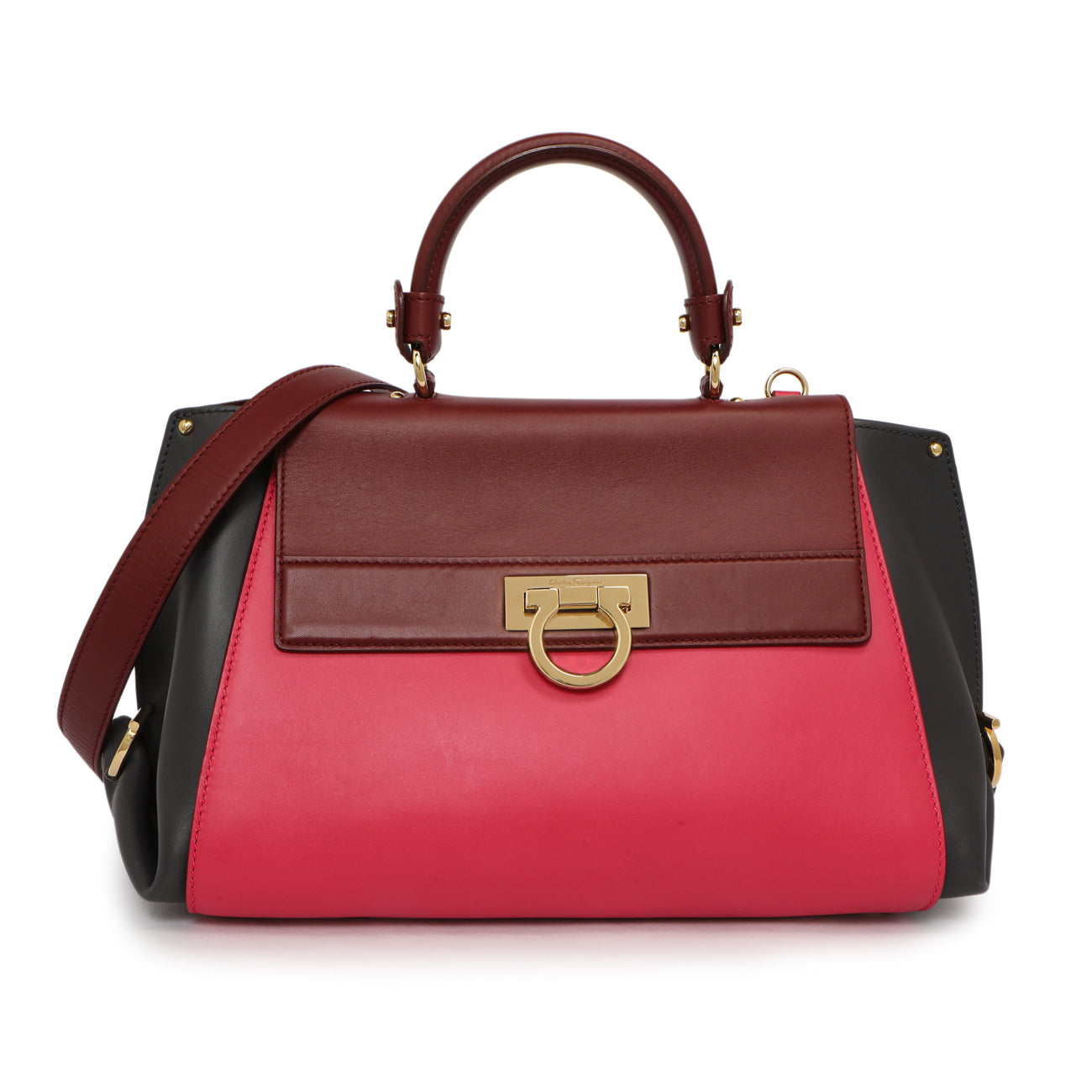 Exclusive Salvatore Ferragamo Multicolor Calfskin Sofia Shoulder Bag — Front View