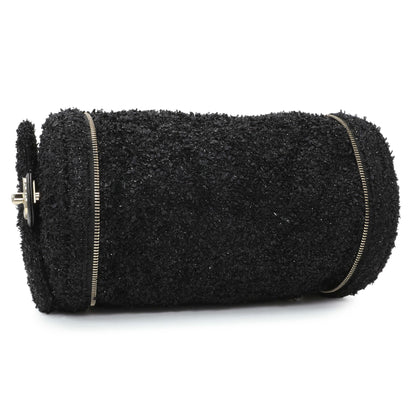 Exclusive Chanel Black Tweed Coco Beach Expandable Barrel Bag — Back View