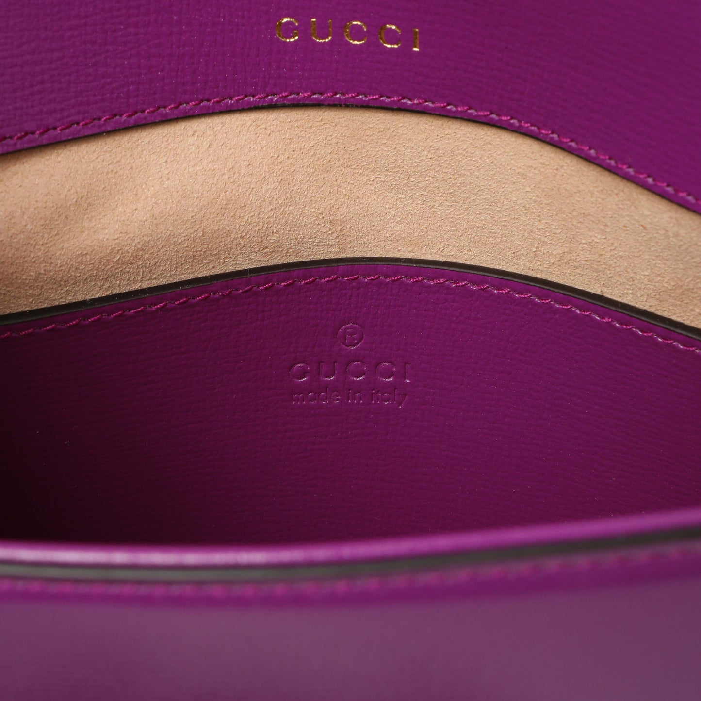 Exclusive Gucci Purple Calfskin Horsebit 1955 Small Shoulder Bag — Detail View