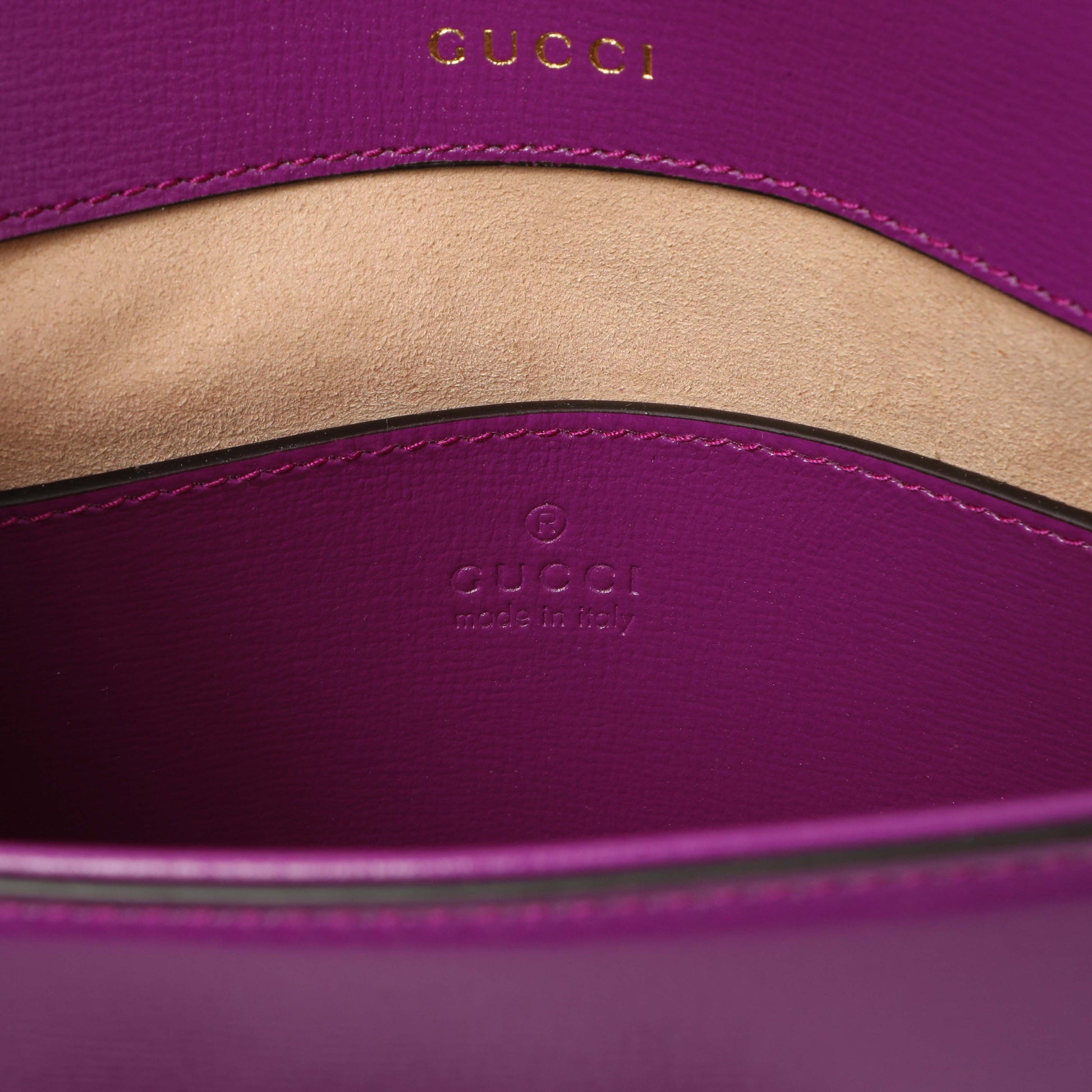 Exclusive Gucci Purple Calfskin Horsebit 1955 Small Shoulder Bag — Detail View