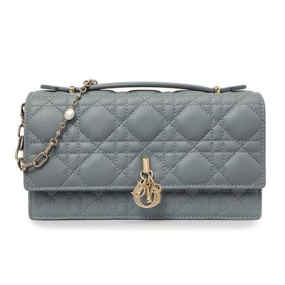 Exclusive Christian Dior Cloud Blue Lambskin Mini Miss Dior — Front View