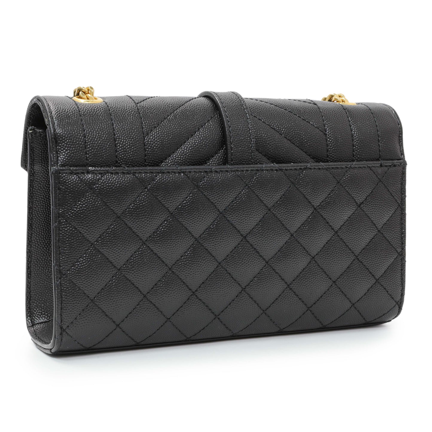 Exclusive Saint Laurent Black Grain De Poudre Textured Mixed Matelasse Triquilt Small Monogram Satchel — Side View