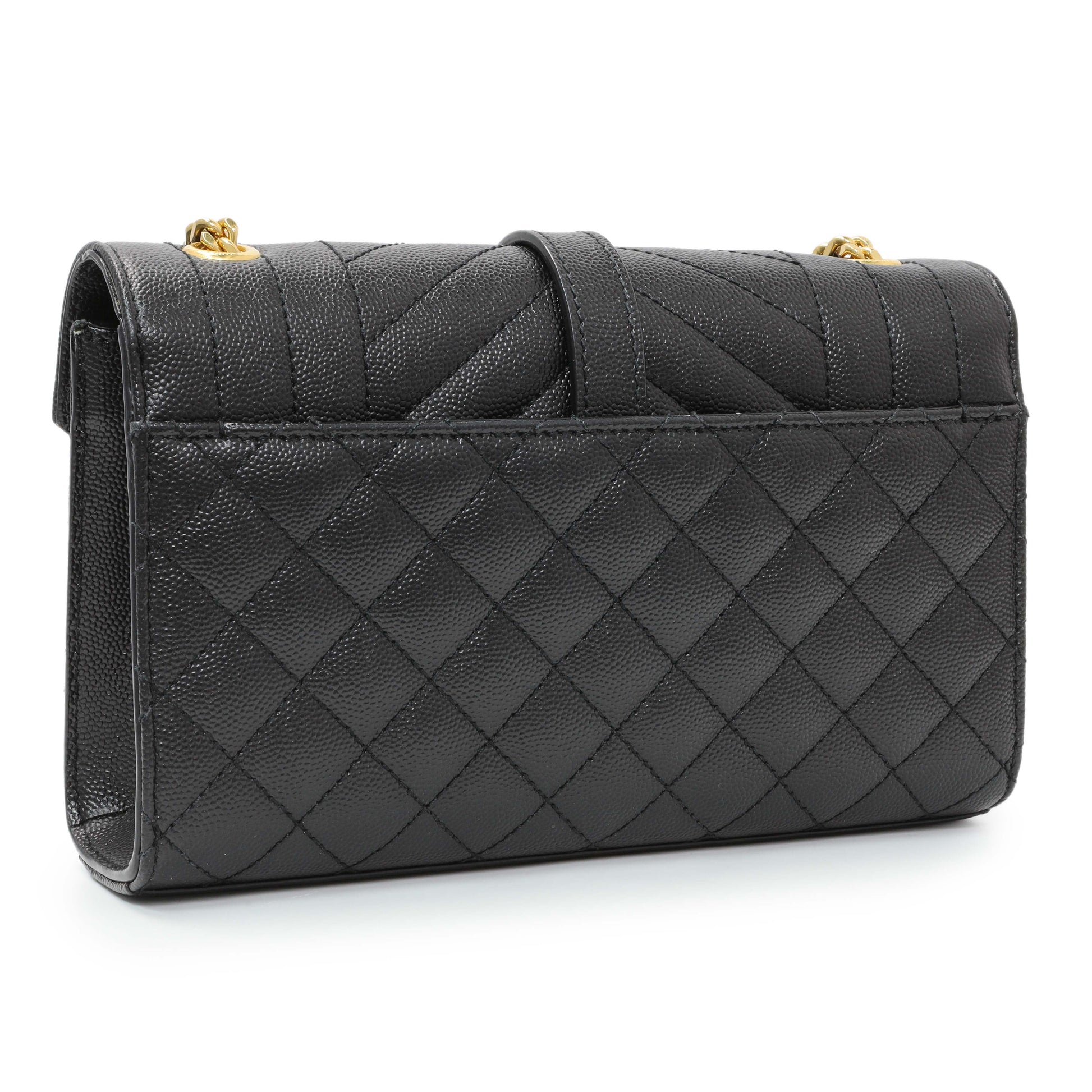 Exclusive Saint Laurent Black Grain De Poudre Textured Mixed Matelasse Triquilt Small Monogram Satchel — Side View