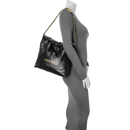 Exclusive Chanel Black Quilted Shiny Calfskin Small Chanel 22 — Alternate View 7