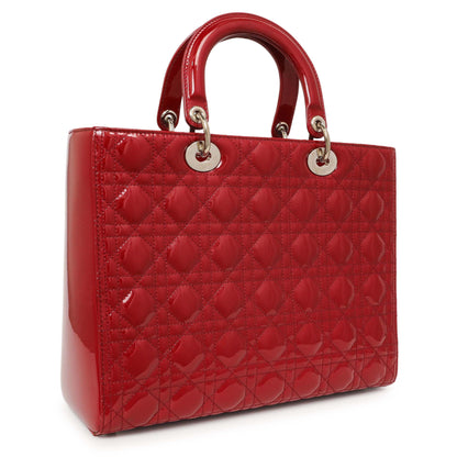 Exclusive Christian Dior Red Patent Cannage Large Lady Dior — Side View