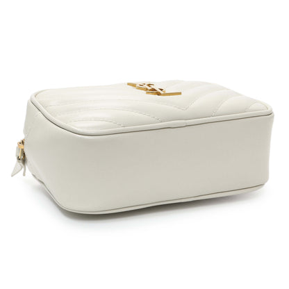 Exclusive Saint Laurent Cream Calfskin Matelasse Monogram Lou Belt Bag — Back View